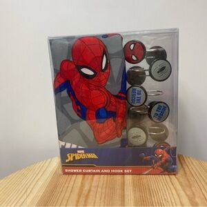 Marvel Spider-Man Shower Curtain & Hook Set - Red, Blue, Gray (New in package)